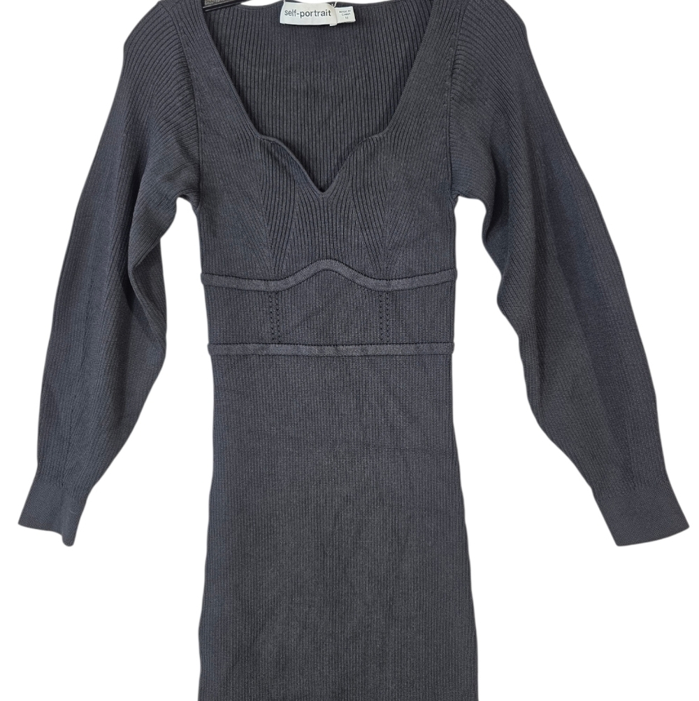 SELF-PORTRAIT Sweetheart-Neck Ribbed-Knit bodycon Midi Dress - Picture 5 of 16